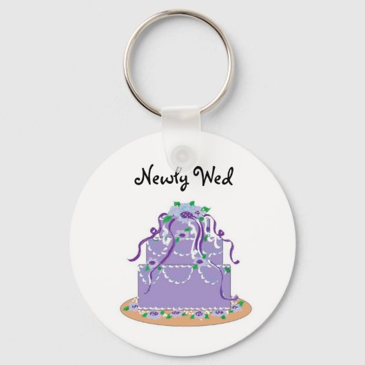 Elegant Blue Wedding Cake - Newly Wed Sleutelhanger (Voorkant)