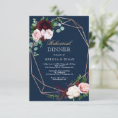 elegant blue wedding dinner invitation (Debout devant)