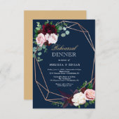 elegant blue wedding dinner invitation (Devant / Derrière)