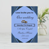 Elegant Blue Wedding Invitation (Debout devant)