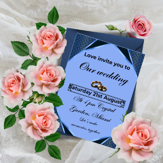 Elegant Blue Wedding Invitation