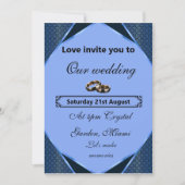 Elegant Blue Wedding Invitation Kaart (Voorkant)