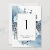 Elegant Blue Wedding Reception Table Number (Achterkant)
