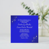 Elegant Blue Wedding Uitnodiging (Staand voorkant)