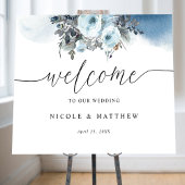 Elegant Blue Wedding Welcome Sign Poster