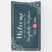 Elegant Blue White Botanical Floral Wedding Banner (Verticaal)
