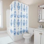 Elegant Blue White Chinoiserie Ginger Jars Pattern Douchegordijn (In situ)