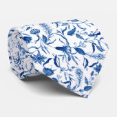 Elegant Blue White Chinoiserie Stropdas (Opgerold)