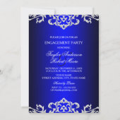Elegant Blue & White Damask Engagement Party Kaart (Achterkant)