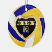 Elegant Blue, White en Gold 🏐 Volleyball Keramisch Ornament (Links)