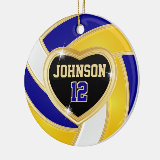 Elegant Blue, White en Gold 🏐 Volleyball Keramisch Ornament (Links)