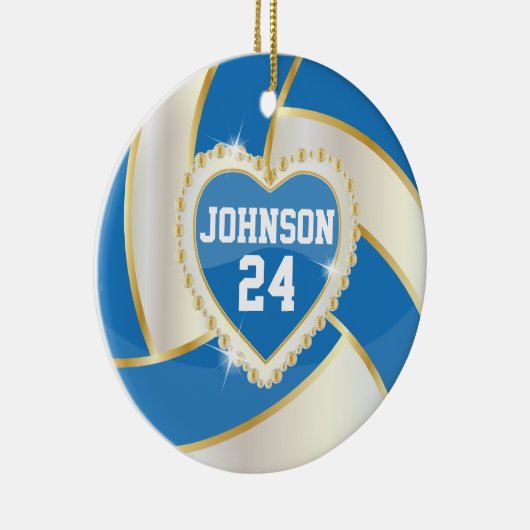 Elegant Blue, White en Gold Volleyball Keramisch Ornament (Rechts)