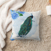 Elegant Blue & White Floral Peacock Kussen (Deken)