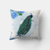 Elegant Blue & White Floral Peacock Kussen (Achterkant)