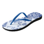 Elegant Blue White Floral Wedding Bride Teenslippers (Schuin)