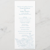 Élégant Blue White Floral Wedding Programme (Devant)