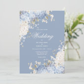 Elegant Blue White Hydrangeas Wedding Invitation (Debout devant)