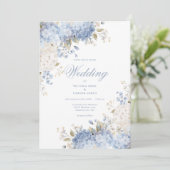 Elegant Blue White Hydrangeas Wedding Invitation (Debout devant)