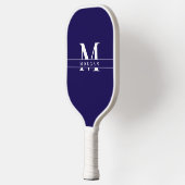 Elegant Blue White Monogram Name personalized Pickleball Paddle (Links)