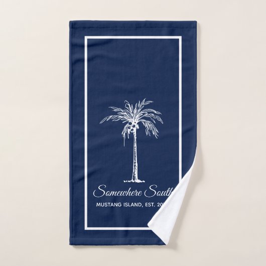 Elegant Blue White Palm Tree (aangepast) Bad Handdoek (Handdoek)