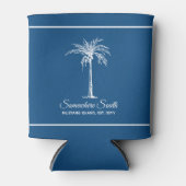 Elegant Blue White Palm Tree (aangepast) Blikjeskoeler (Voorkant)
