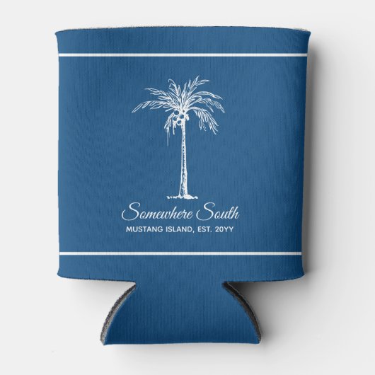 Elegant Blue White Palm Tree (aangepast) Blikjeskoeler (Voorkant)