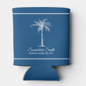 Elegant Blue White Palm Tree (aangepast) Blikjeskoeler (Achterkant)