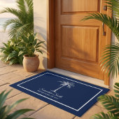 Elegant Blue White Palm Tree (aangepast) Deurmat