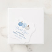 Elegant Blue & White Pumpkins Autumn Vrijgezellenf Bedankjes Labels (In situ)