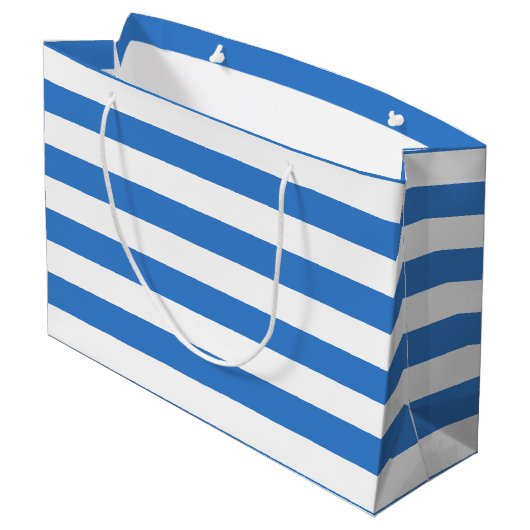 Elegant Blue White Stripes Sjabloon Moderne afbeel Groot Cadeauzakje (Achterkant Gekanteld)