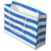 Elegant Blue White Stripes Sjabloon Moderne afbeel Groot Cadeauzakje (Voorkant Gekanteld)