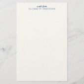 Elegant Blue White Vintage Rose Floral Briefpapier (Voorkant)
