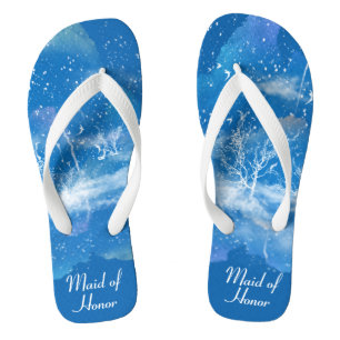 Elegant Blue White Wedding Maid of Honor Teenslippers