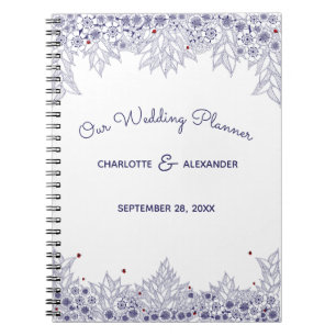 Elegant Blue White Wedding Planner Notitieboek
