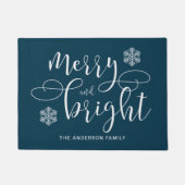 Elegant Blue Winter Kerstry en Bright Deurmat (Voorkant)