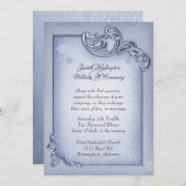 Elegant Blue Winter Wedding Invitation Kaart (Voorkant / Achterkant)