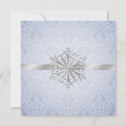 Elegant Blue Winter Wedding Invitation Kaart (Voorkant)