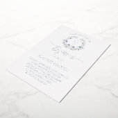 elegant blue wreath Baptism silver Folie Uitnodiging (Gedraaid)