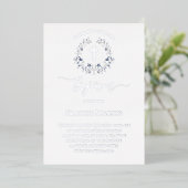elegant blue wreath Baptism silver Folie Uitnodiging (Staand Voorkant)