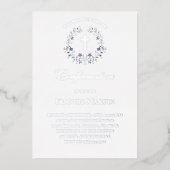 elegant blue wreath Confirmation Folie Uitnodiging (Voorkant)