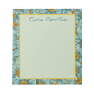 Elegant Blue Yellow Floral Sunflower Pattern Notitieblok