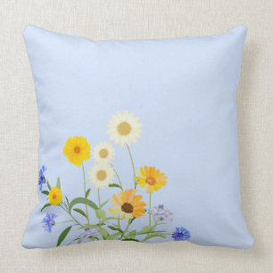 Elegant Blue Yellow Wildbloemen Kussen