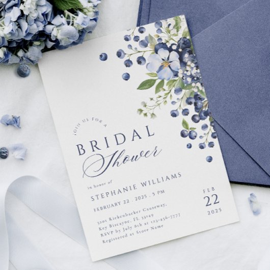 Elégant Blueberry Bridal Douche Invitation