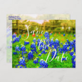Elegant Bluebonnets Lente sparen de Datum Aankondigingskaart (Voorkant / Achterkant)