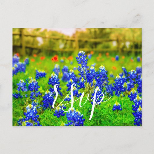 Elegant Bluebonnets Spring Wedding RSVP Enclosure Uitnodiging Briefkaart (Voorkant)