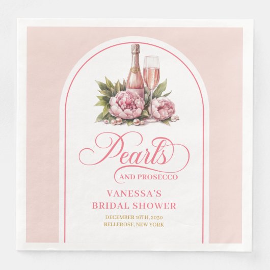 Elegant Blush and Gold Pearls Shower Napkins Servet (Voorkant)