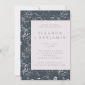 Elegant Blush and Grey Botanical Drawing Wedding Kaart (Voorkant)