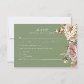 Elegant Blush and Sage Green Peonies RSVP Card (Devant)