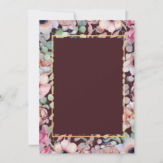 Elegant Blush Anemone Bloemen Krans Bruiloft Kaart (Achterkant)