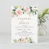 Elégant Blush Aquarelle Couples Douche Invitation (Debout devant)